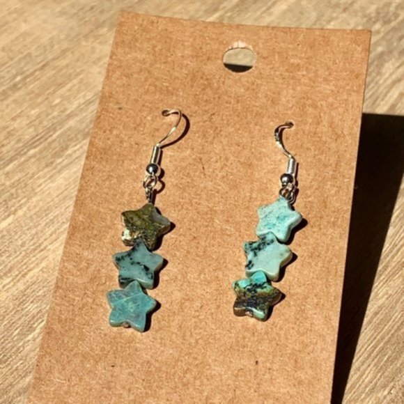 goddess zodiac Jewelry - 3/$25 8mm Star Turquoise Chakra Bead Earrings